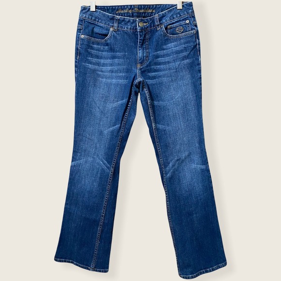 Harley Davidson Slim Bootcut Blue Women's Jeans Size 8 - Picture 1 of 15